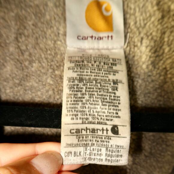 Carhartt Vintage Washed Work Wear Jacket Sherpa Lined Mens XL C61 BLK Sun Stain - Picture 5 of 8